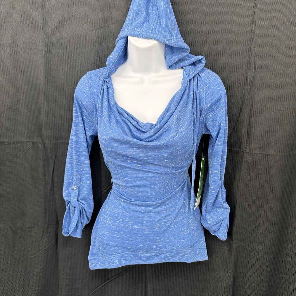 ALO Lightweight Hoodie Yoga Aqua Blue Large Pockets Casual Athleisure  XS‎ / NWT - Picture 2 of 11